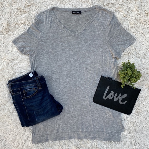 Zutter USA V-neck SS Tee 💗 Gray - Picture 4 of 12